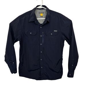 Eddie Bauer Travex Fishing Shirt Ripstop Long Sleeve Vented Mens Sz Small Black